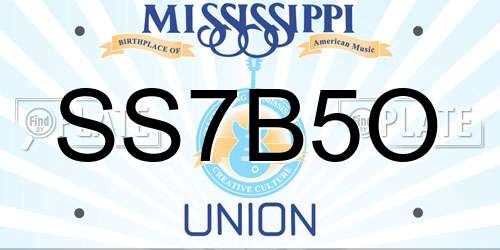 SS7B5O Mississippi License Plate