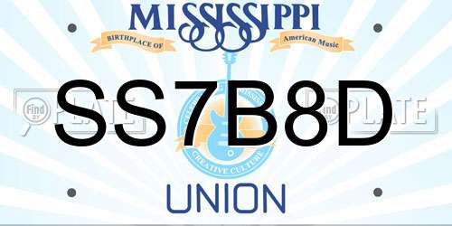 SS7B8D Mississippi License Plate