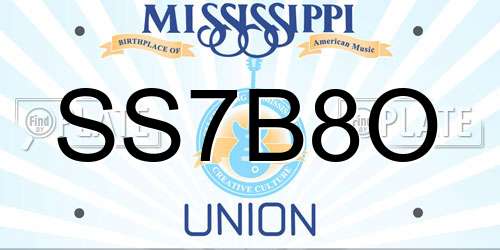 SS7B8O Mississippi License Plate