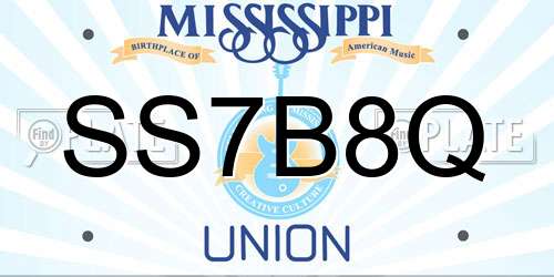 SS7B8Q Mississippi License Plate