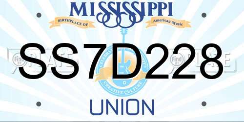SS7D228 Mississippi License Plate