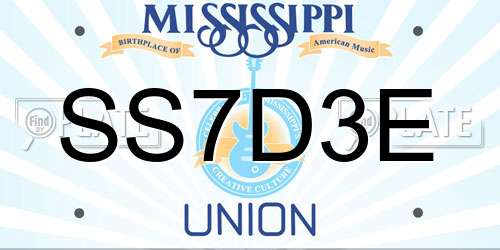 SS7D3E Mississippi License Plate