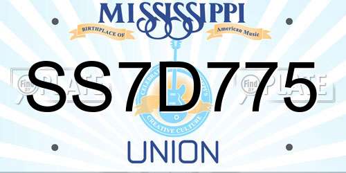 SS7D775 Mississippi License Plate