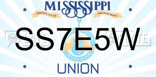 SS7E5W Mississippi License Plate