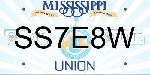 SS7E8W Mississippi License Plate
