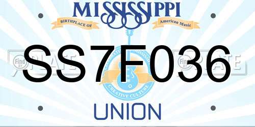 SS7F036 Mississippi License Plate