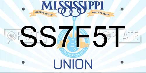 SS7F5T Mississippi License Plate