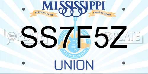 SS7F5Z Mississippi License Plate