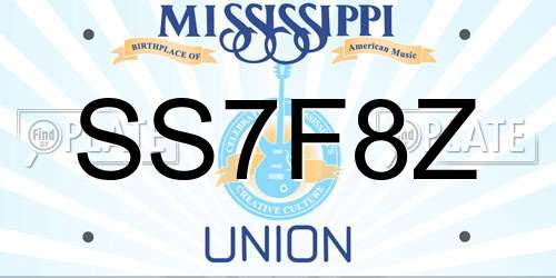 SS7F8Z Mississippi License Plate