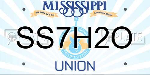 SS7H2O Mississippi License Plate