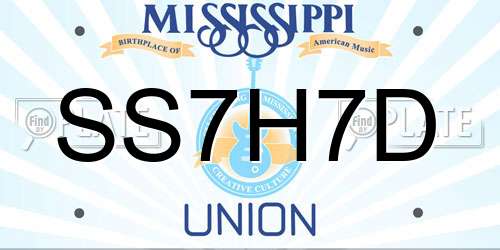 SS7H7D Mississippi License Plate