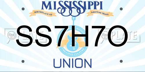 SS7H7O Mississippi License Plate