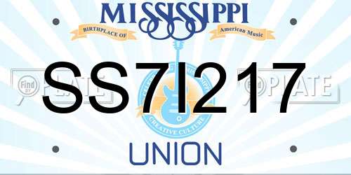 SS7I217 Mississippi License Plate