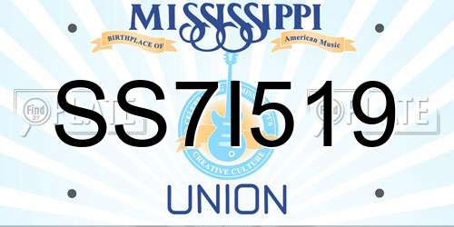 SS7I519 Mississippi License Plate