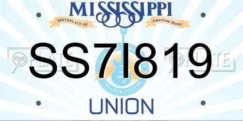 SS7I819 Mississippi License Plate