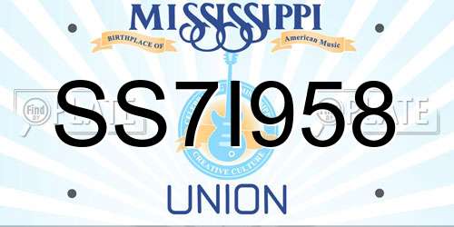 SS7I958 Mississippi License Plate