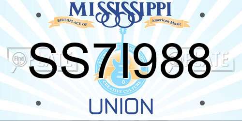 SS7I988 Mississippi License Plate