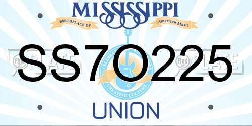 SS7O225 Mississippi License Plate