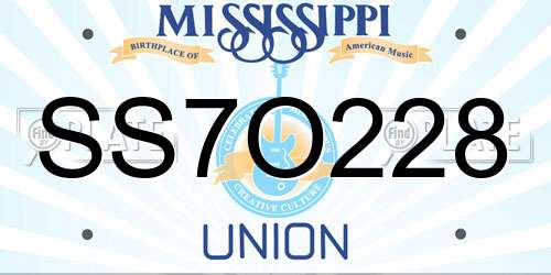 SS7O228 Mississippi License Plate