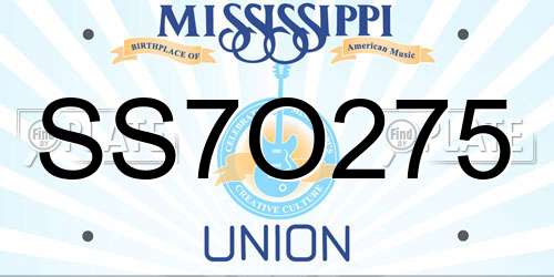 SS7O275 Mississippi License Plate