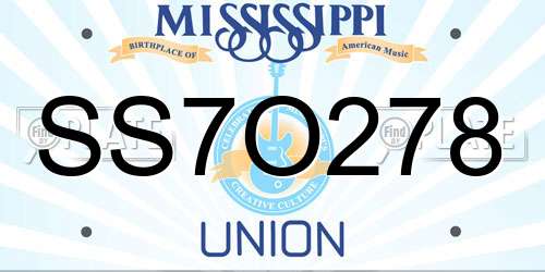 SS7O278 Mississippi License Plate