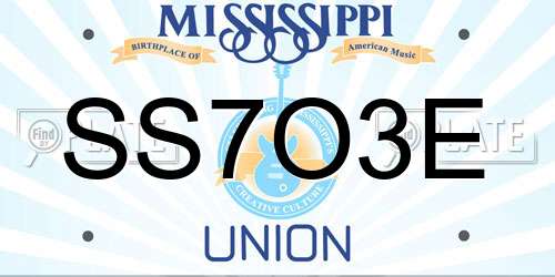 SS7O3E Mississippi License Plate