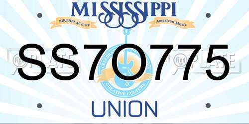 SS7O775 Mississippi License Plate