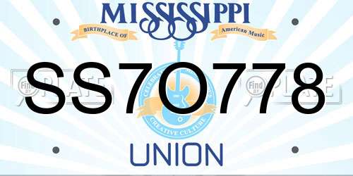 SS7O778 Mississippi License Plate