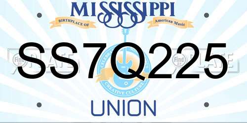 SS7Q225 Mississippi License Plate