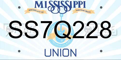 SS7Q228 Mississippi License Plate