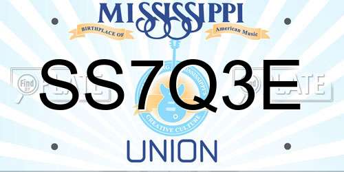 SS7Q3E Mississippi License Plate