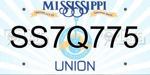 SS7Q775 Mississippi License Plate