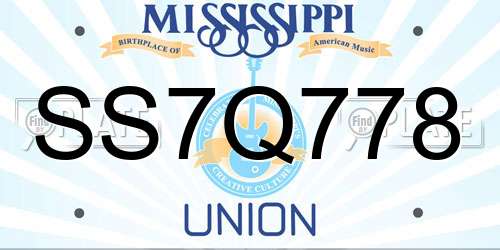 SS7Q778 Mississippi License Plate