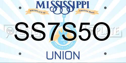 SS7S5O Mississippi License Plate