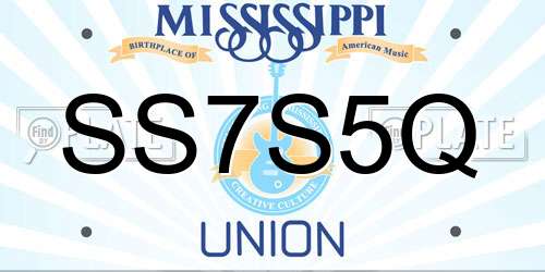 SS7S5Q Mississippi License Plate