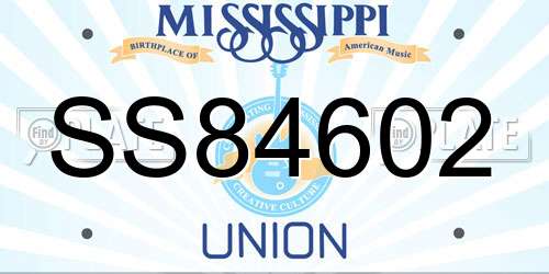 SS84602 Mississippi License Plate