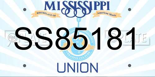 SS85181 Mississippi License Plate
