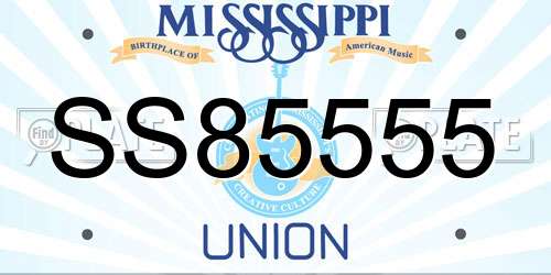 SS85555 Mississippi License Plate