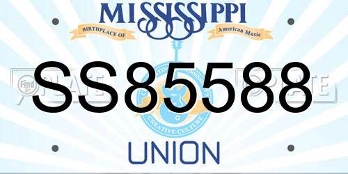 SS85588 Mississippi License Plate