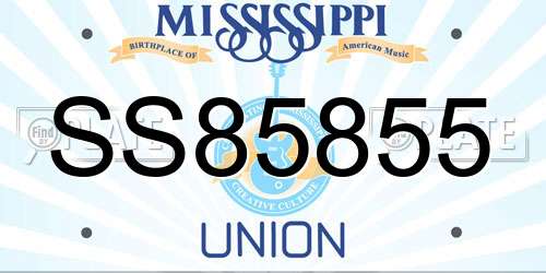 SS85855 Mississippi License Plate