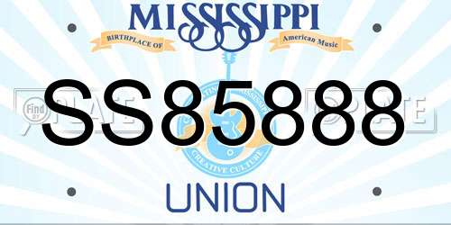 SS85888 Mississippi License Plate