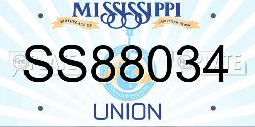 SS88034 Mississippi License Plate