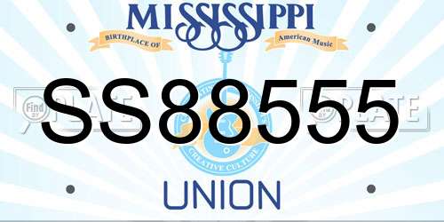 SS88555 Mississippi License Plate