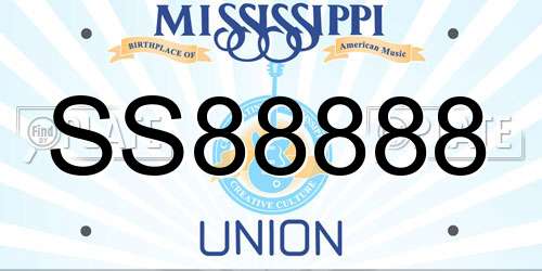 SS88888 Mississippi License Plate