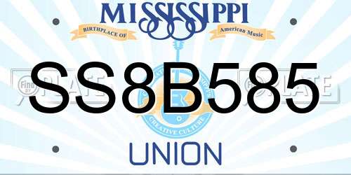 SS8B585 Mississippi License Plate