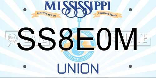 SS8E0M Mississippi License Plate