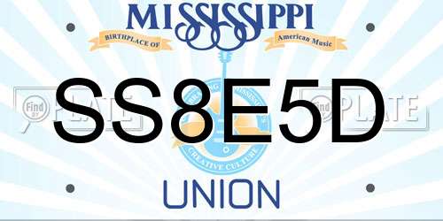SS8E5D Mississippi License Plate