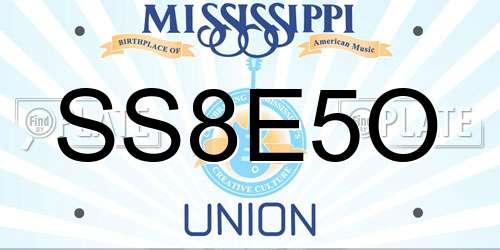 SS8E5O Mississippi License Plate