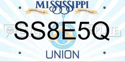 SS8E5Q Mississippi License Plate