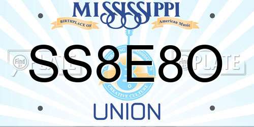SS8E8O Mississippi License Plate